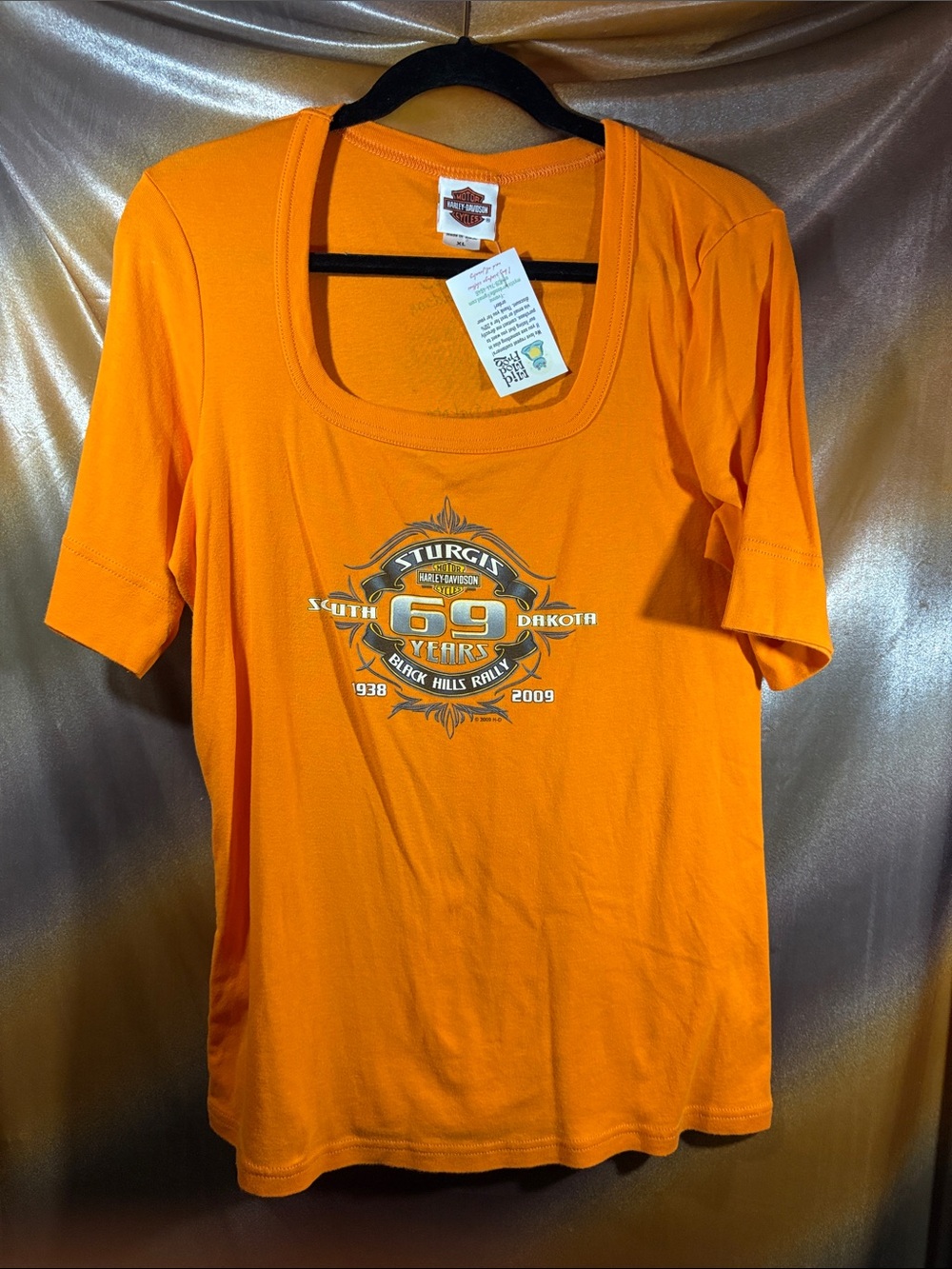 Harley-Davidson Women’s Orange Sturgis 69 Graphic Scoop Square Neck Tee F2